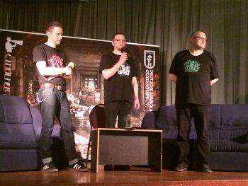 Vorstand der Deutschen Lovecraft Gesellschaft auf dem Ritual 2016 (Marc Meiburg, Volker Rattel und Clemens Williges)